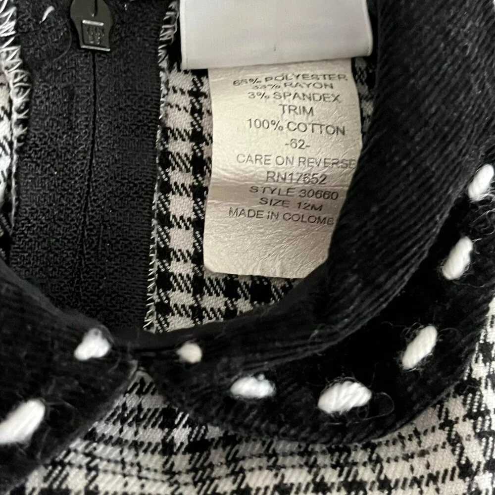 Florence Eiseman 12M Black White Plaid Peter Pan Collar Red Floral Holiday Dress
